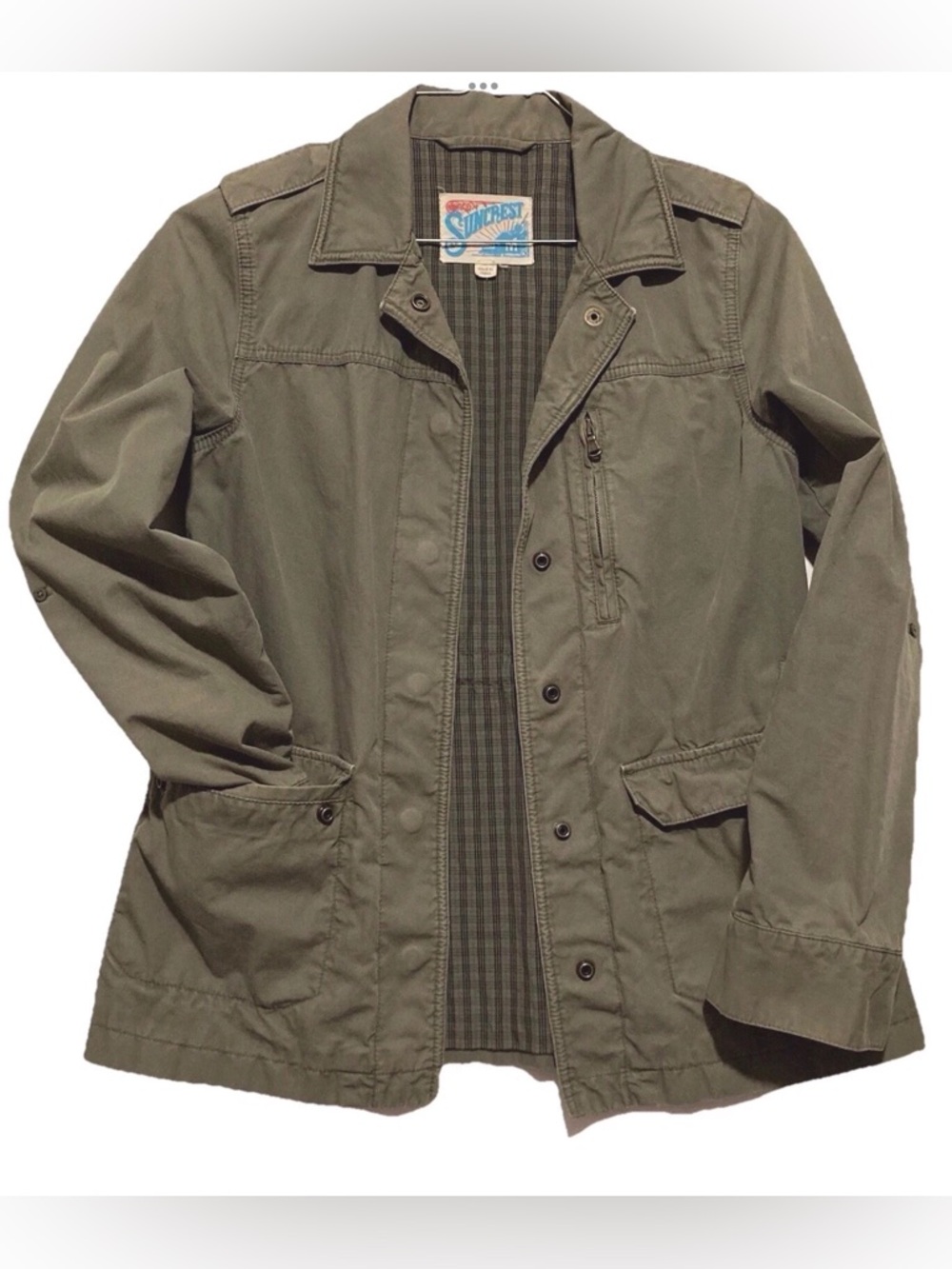 Levi’s Suncrest Womens Army Green Utility Jacket,Sz Med, Cinch Waist,100% Cotton